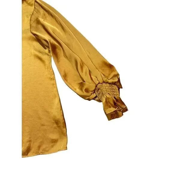 Vince Camuto Blouson-Sleeve Blouse burnt orange rust Sz S - Picture 9 of 10